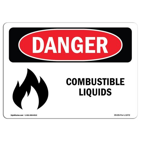 SIGNMISSION Safety Sign, OSHA Danger, 3.5" Height, 5" Width, Combustible Liquids, Landscape, D-35-L-1072 OS-DS-D-35-L-1072